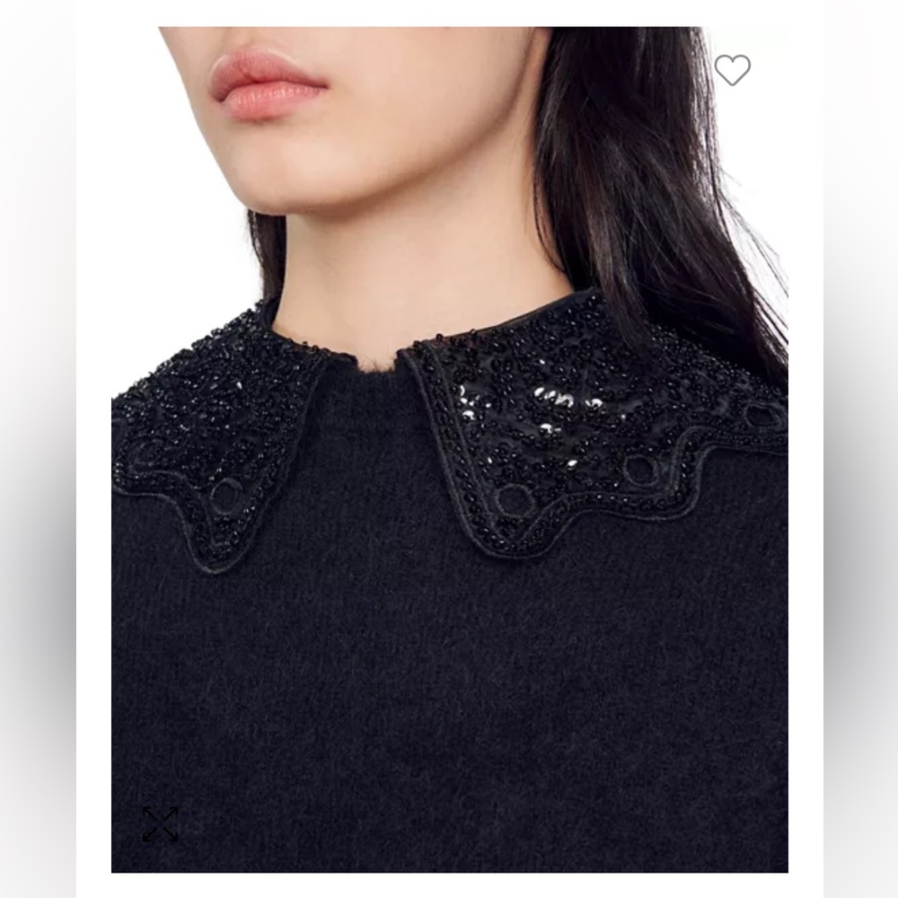 Sandro Ellena Embellished Collar Sweater